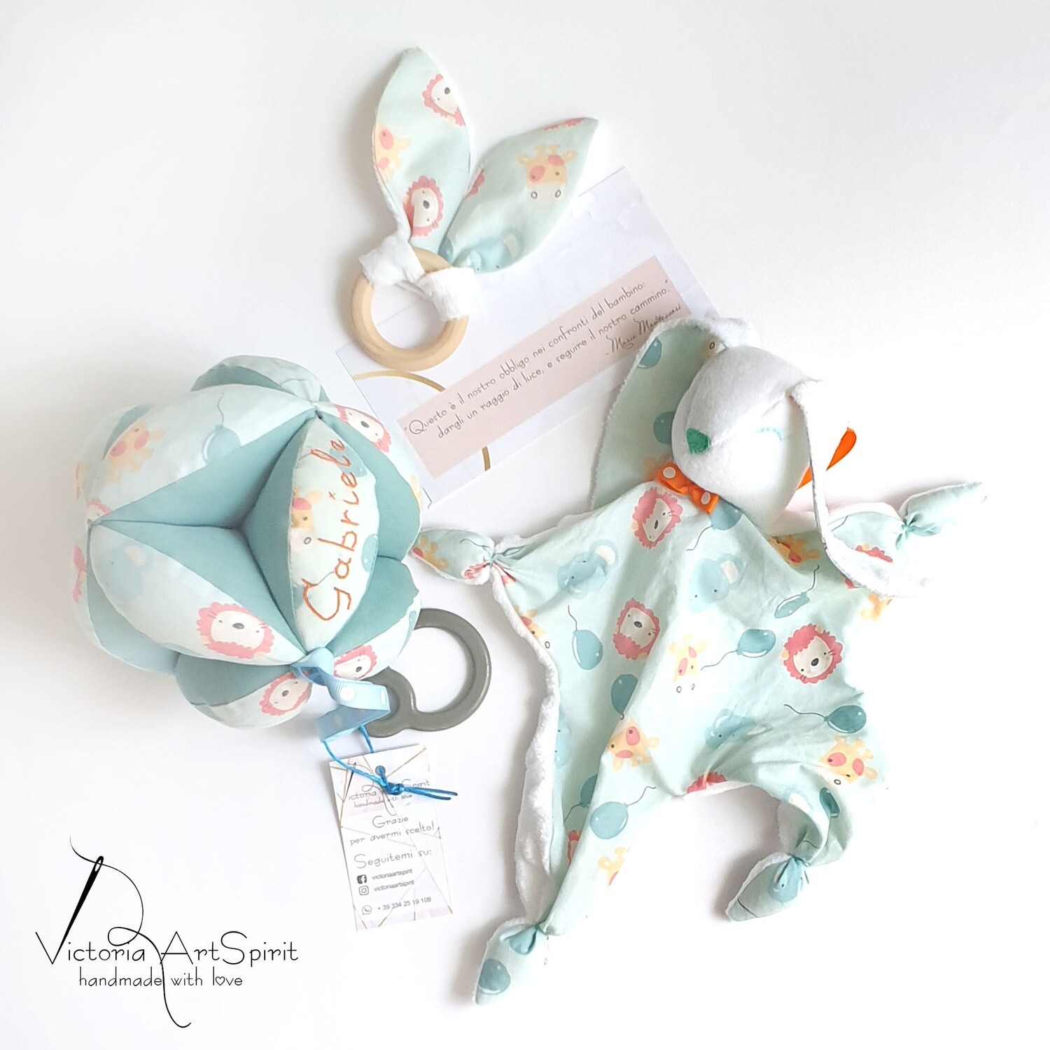 LA PALLA MONTESSORIANA PUZZLE BALL + DOUDOU + MASSAGGIAGENGIVE IN LEGNO OMAGGIO