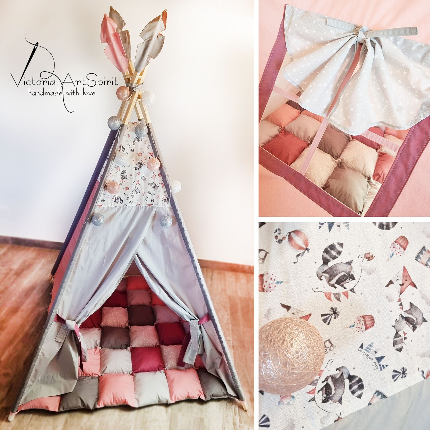 ♡Tenda per bambini♡ + Tappeto imbottitura Rollofill HP
 110x110xH160