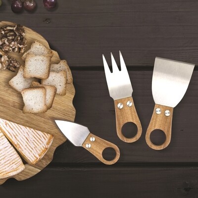 Natural Living Acacia Cheese Knife Set 3