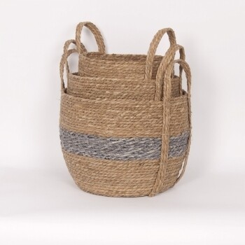 Blue/Natural Straw Basket