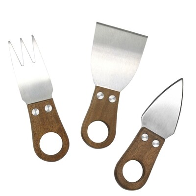 Natural Living Acacia Cheese Knife Set 3