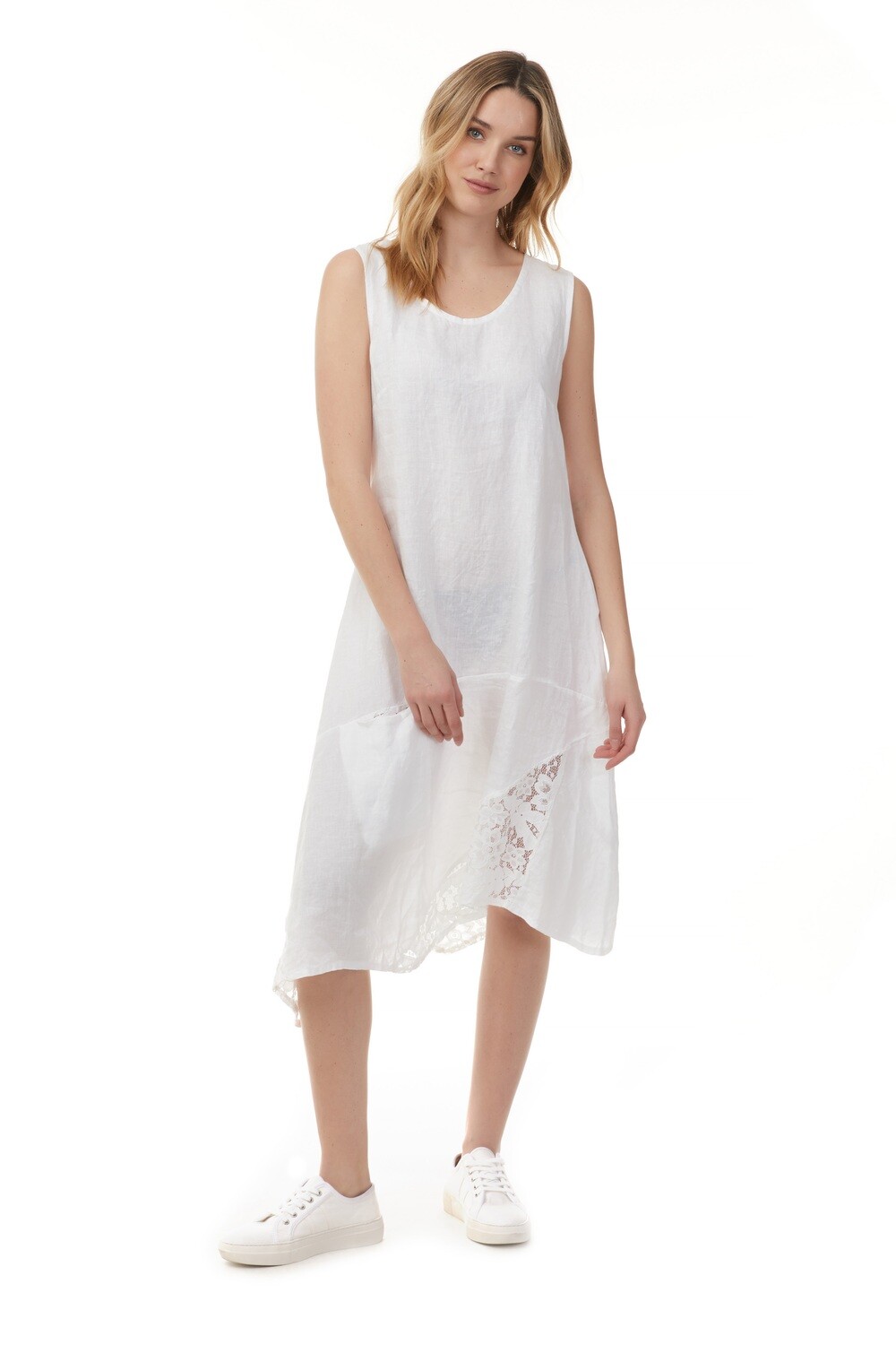 Charlie B Asymmetrical with Lace Insert Dress 