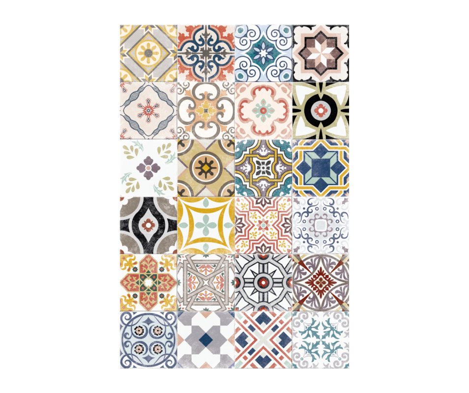 Rectangle Vinyl Floor Mat Ceramics 033390 Antique