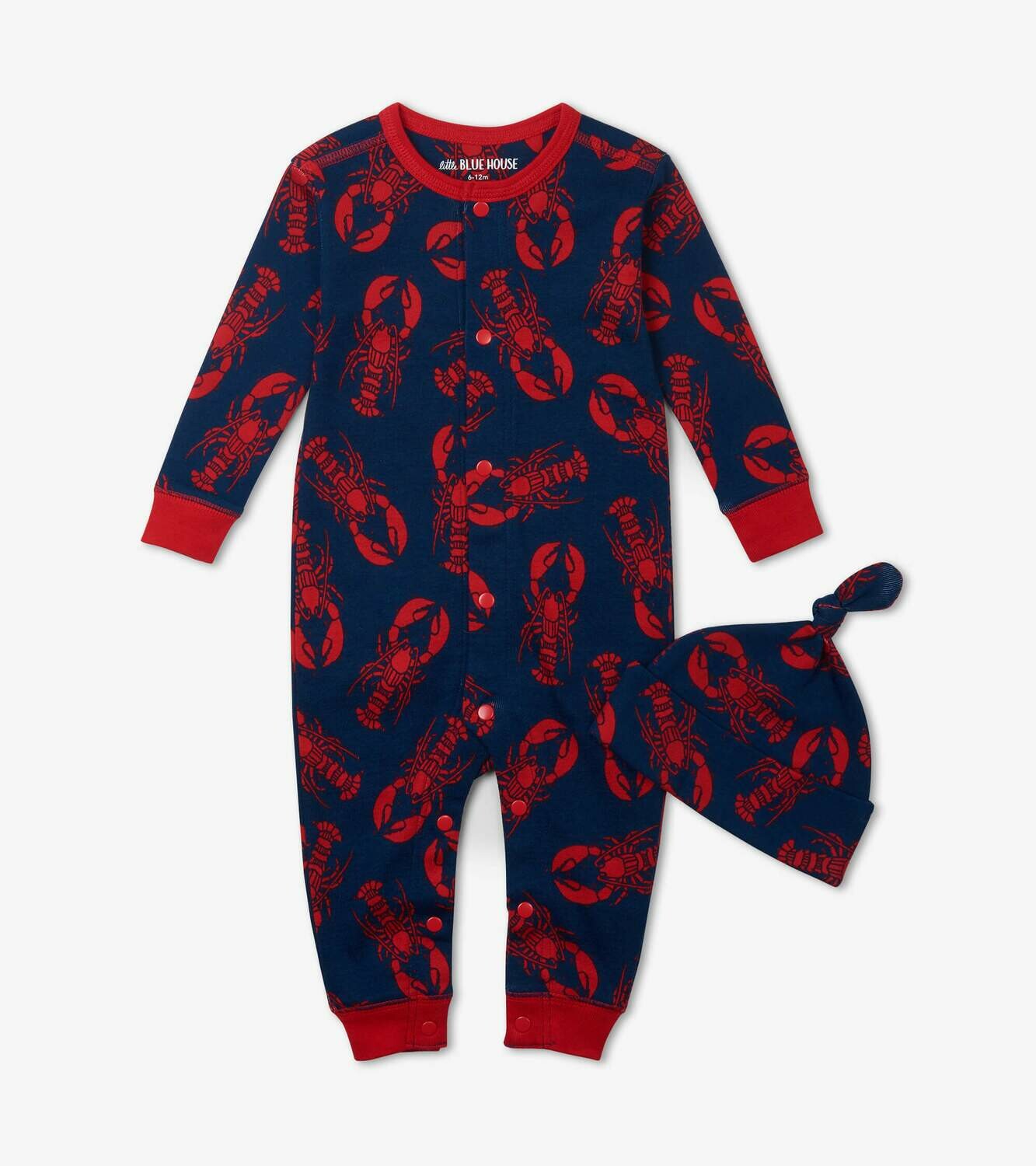 LBH by Hatley Navy Baby Lobster Coverall & Hat