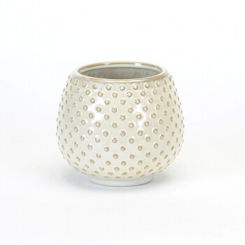 Rounded White Nubby Texture Pot