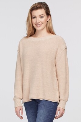 Tribal Boat Neck Sweater Light Fawn Mix
