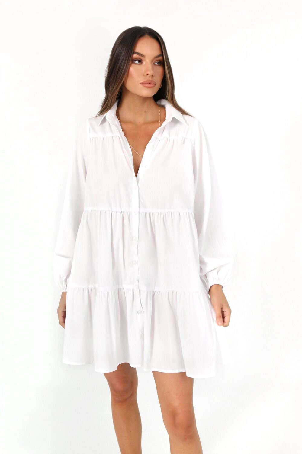 Madison Vetty Long Sleeve Dress White