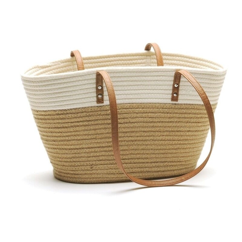 Bacon Basketware Jute and White Market Bag 