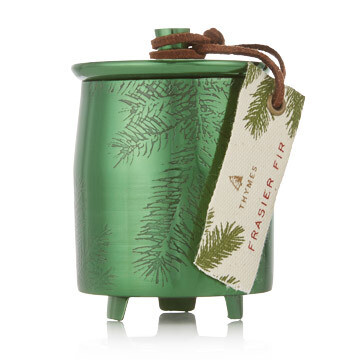 Thymes Frasier Fir Green Metal Tin Candle Small