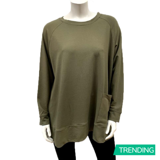 Gilmour Bamboo French Terry LongSleeve Plus Size Army Green