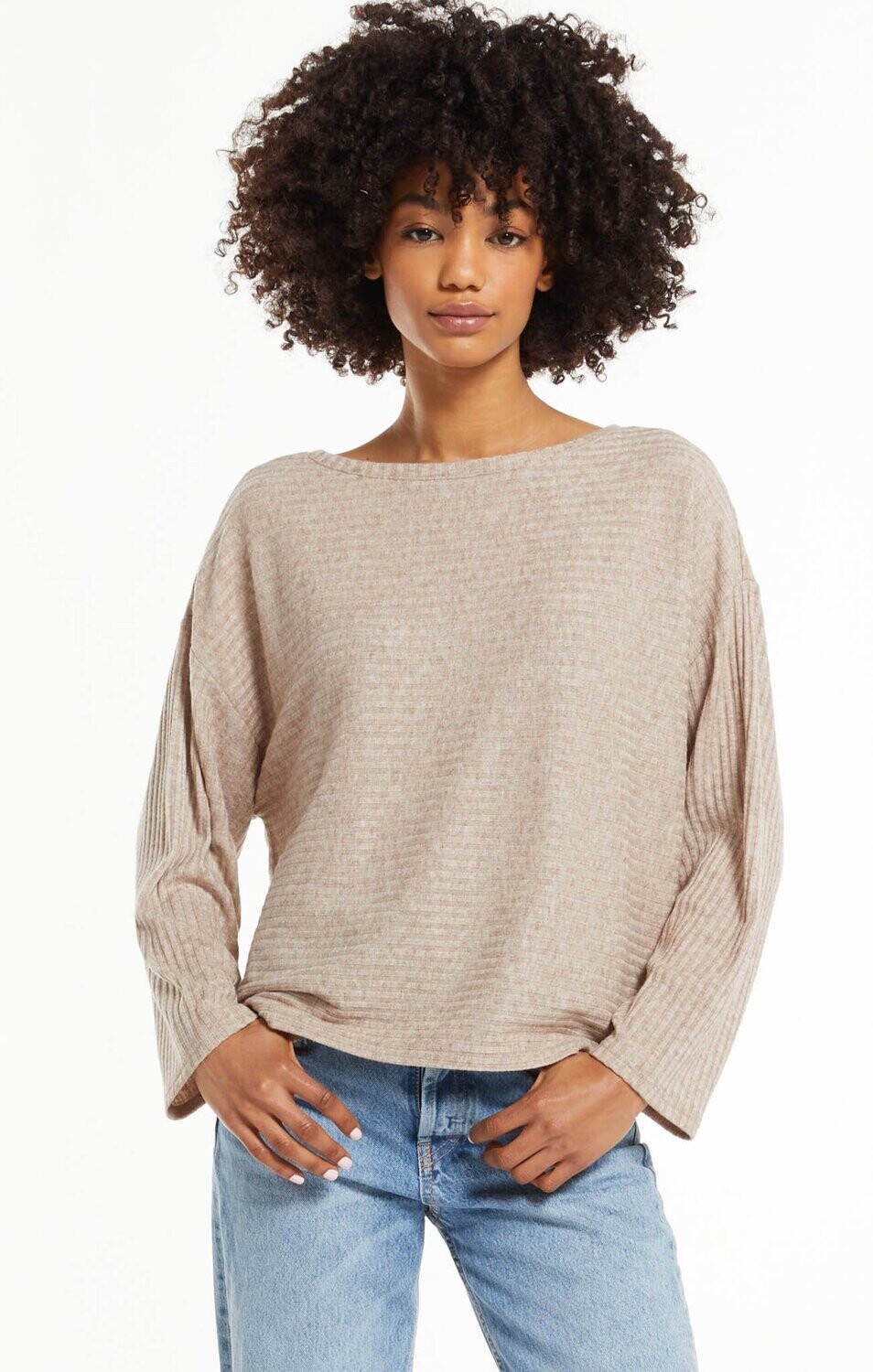 Z Supply Callie Rib Top Heather Latte