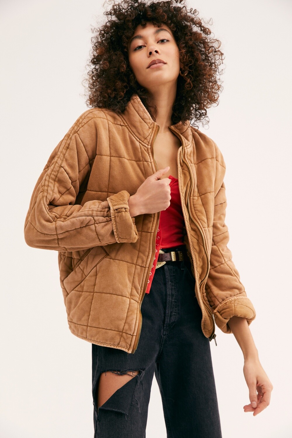 Free People Dolman Quilted Jacket Toasted Coconut