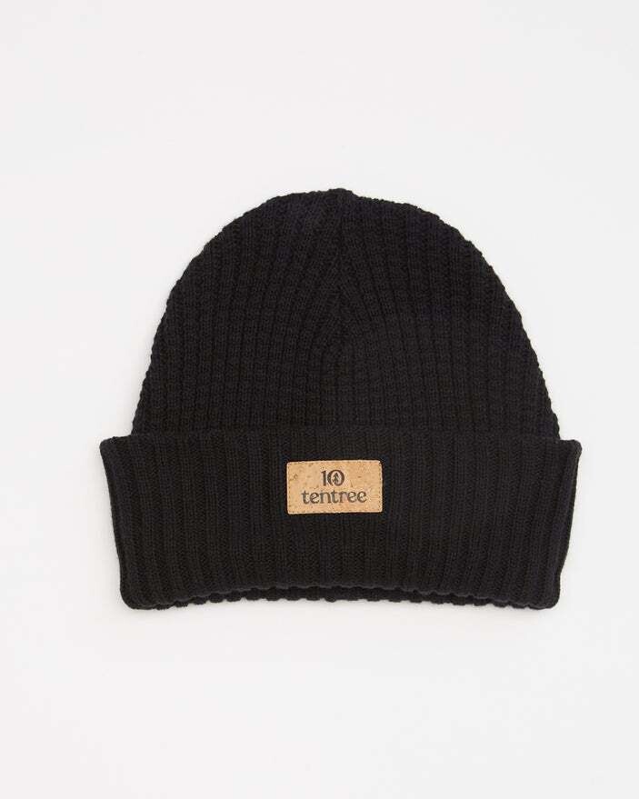 Ten Tree Cork Patch Beanie Meteorite Black