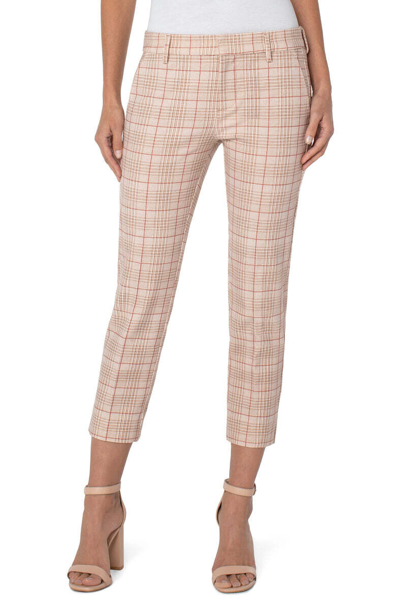 Liverpool Kelsey Knit Crop Trouser Tan White Guava
