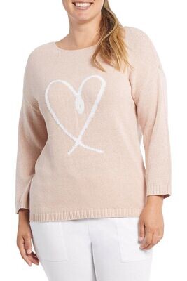 Tribal 3/4 Sleeve Intarsia Heart Sweater