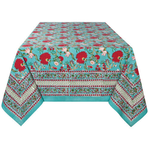 Danica Block Print Dahlia Tablecloth 60x90"