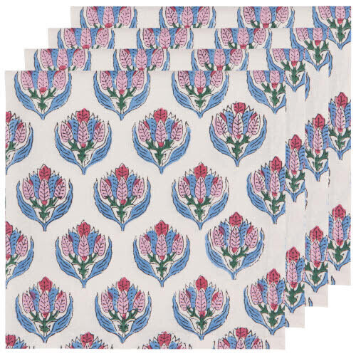 Danica Block Print Bouquet Napkin Set/4 Danica Block Print Bouquet Napkin Set/4