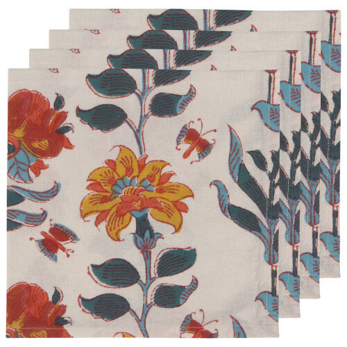 Danica Block Print Marigold Napkin Set/4 Danica Block Print Marigold Napkin Set/4