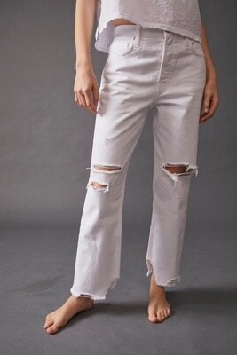 Free People Tapered Baggy Boyfriend Chalk White