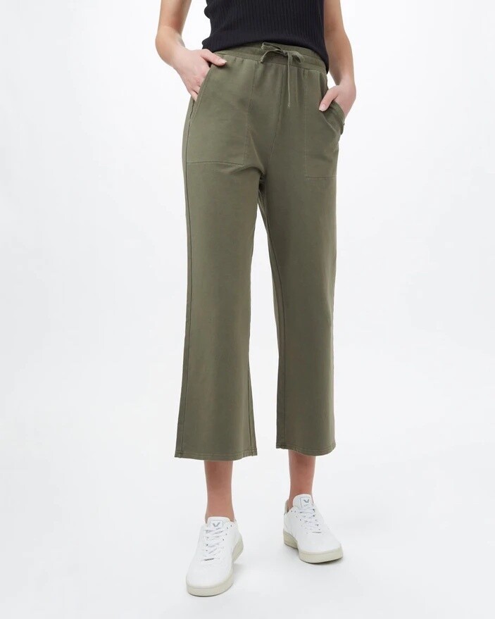 Ten Tree W French Terry Wide Leg Sweatpant Olive Night Green