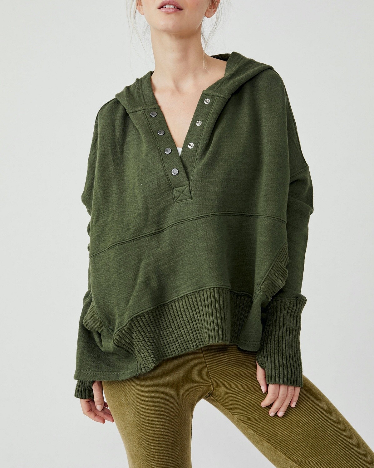 Free People Solid Honey Dove Pullover Army