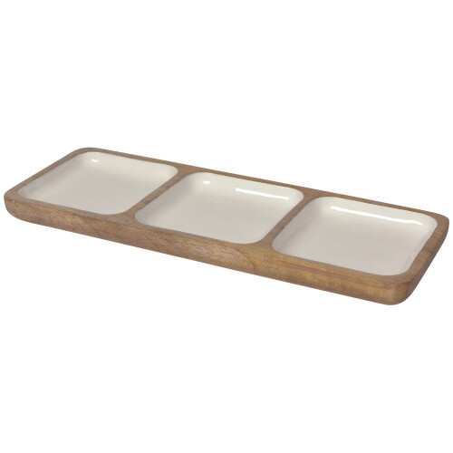 Danica Mango Wood Divided Dish White