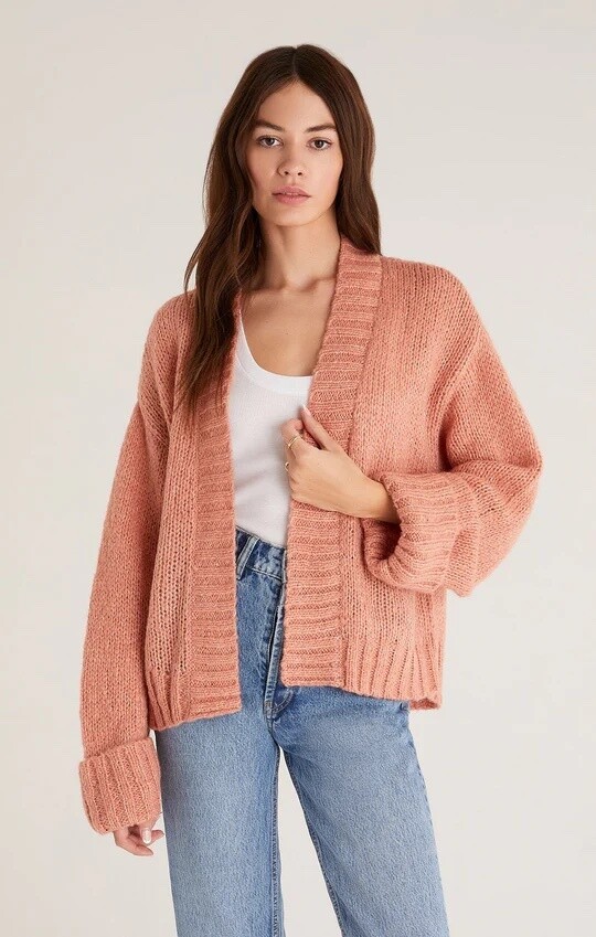 Z Supply Arti Sweater Cardigan Shell Pink