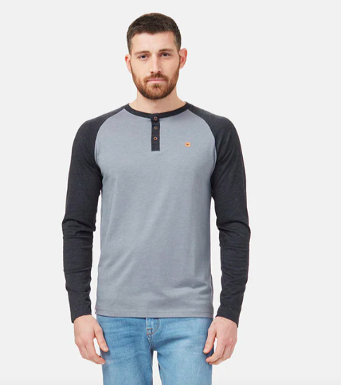 Ten Tree M TreeBlend Classic Henley Grey Heather/Meteorite Black