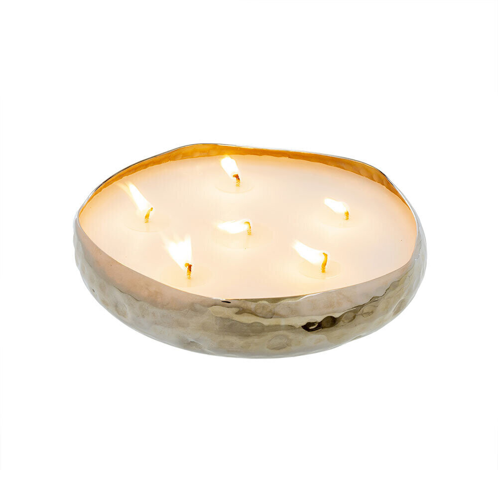 Multi Flame Candle Silver Large Amber Spruce