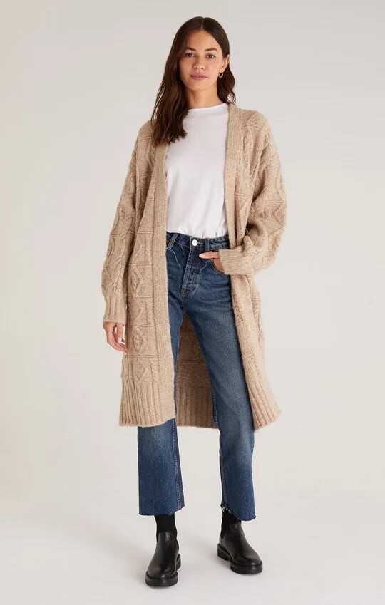 Z Supply Kai Long Cardigan Oatmeal Heather