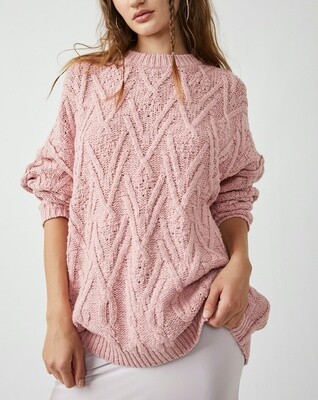 Free People Isla Cable Knit Tunic Rose