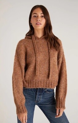 Z Supply Ariel Sweater Knit Hoodie Saddle