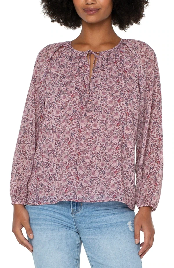 Liverpool Wildflower Ditsy Blouse w/Neck Ties