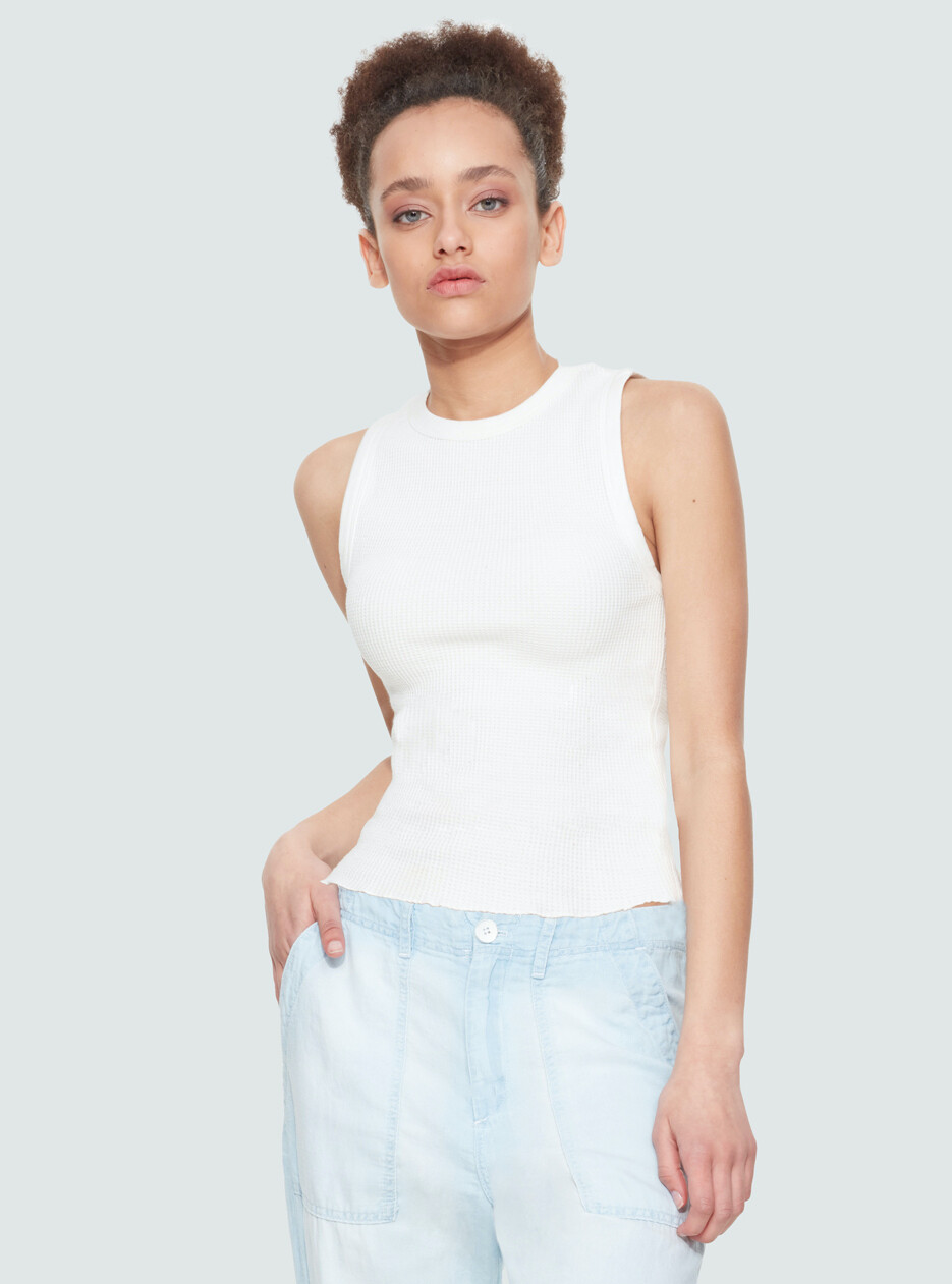 Dex Waffle Knit Tank Top Off White