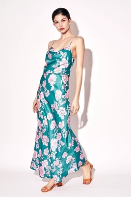 Deluc Amalthea Green & LilacFloral Maxi Dress