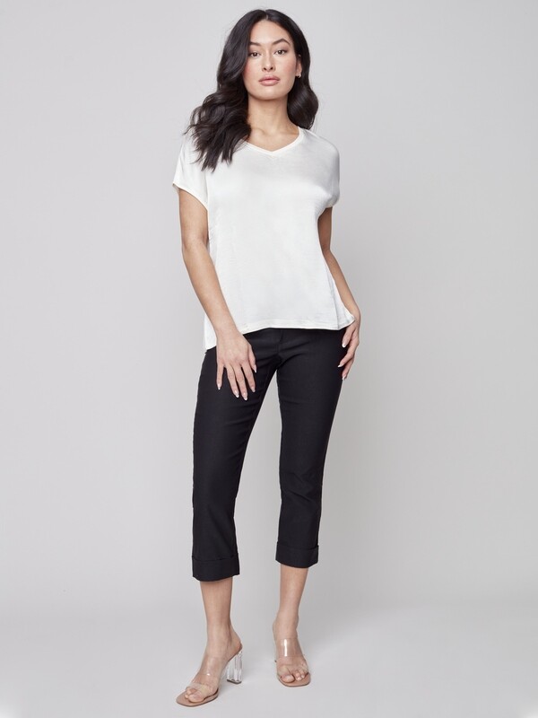 Charlie B Satin Knit Dolman Top