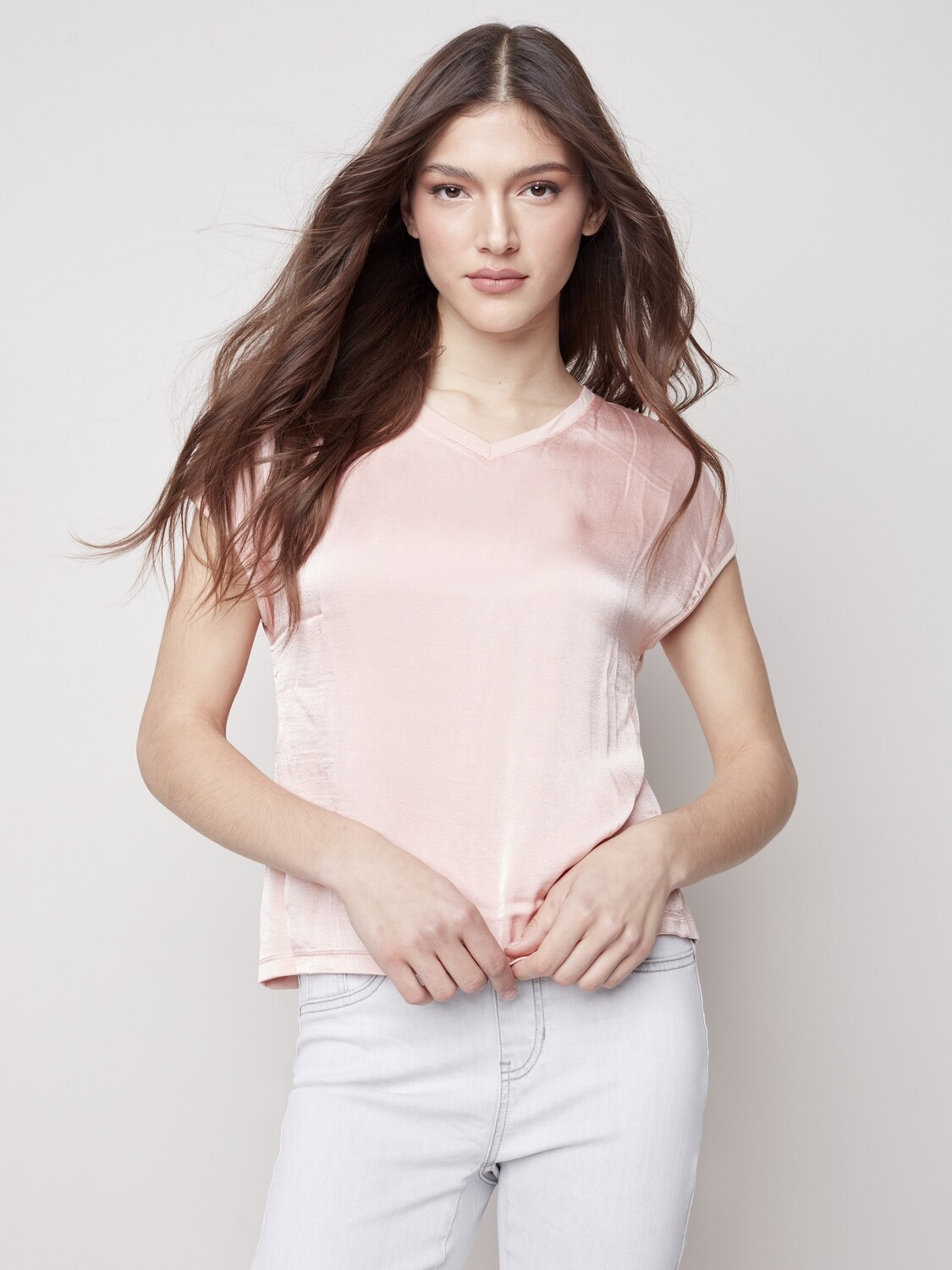 Charlie B Satin Knit Dolman Top, Size: Small, Color: Pearl