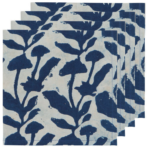 Danica Block Print Flourish Napkin Set/4 Danica Block Print Flourish Napkin Set/4