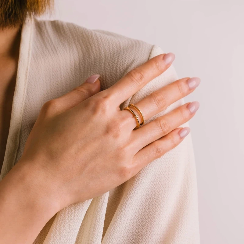 Lover's Tempo Bolt Double Band Fortuna Ring