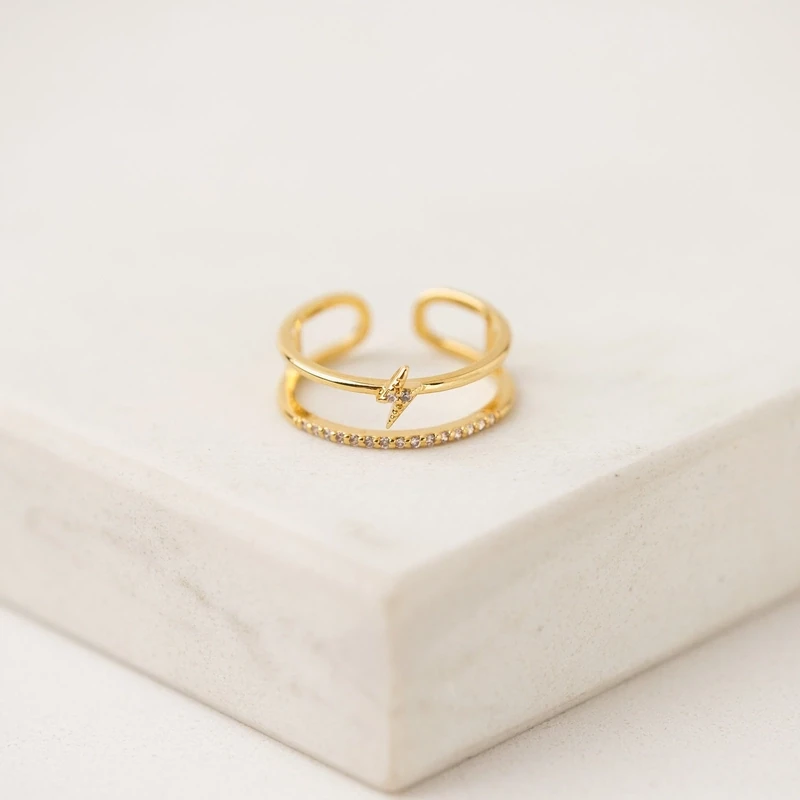 Lover&#39;s Tempo Bolt Double Band Fortuna Ring