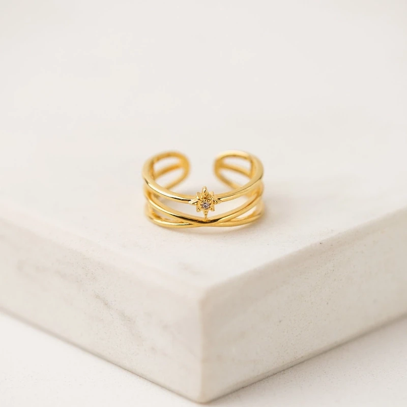 Lover&#39;s Tempo Starbust Double Band Fortuna Ring