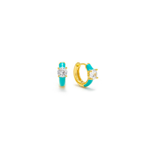 Lover&#39;s Tempo Solitaire Enamel Huggie Hoop