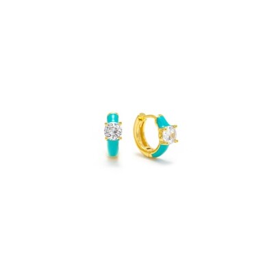 Lover&#39;s Tempo Solitaire Enamel Huggie Hoop