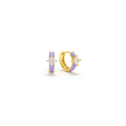 Lover&#39;s Tempo Diamond Enamel Huggie Hoop