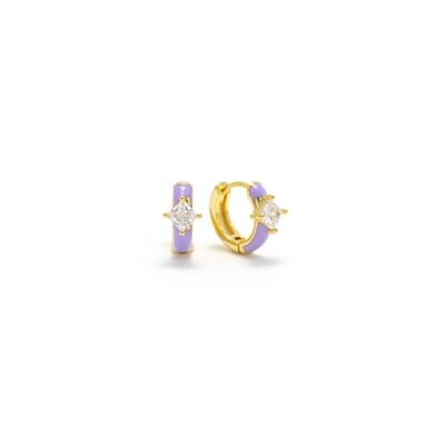 Lover&#39;s Tempo Diamond Enamel Huggie Hoop