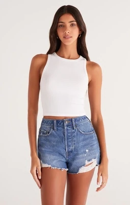Z Supply Hannah Crop Rib Tank White
