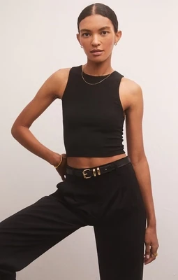 Z Supply Hannah Crop Rib Tank Black