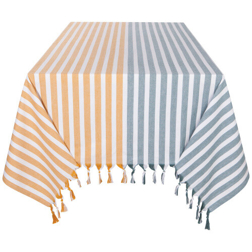 Danica Tablecloth Caban Stripe Lagoon/Ochre