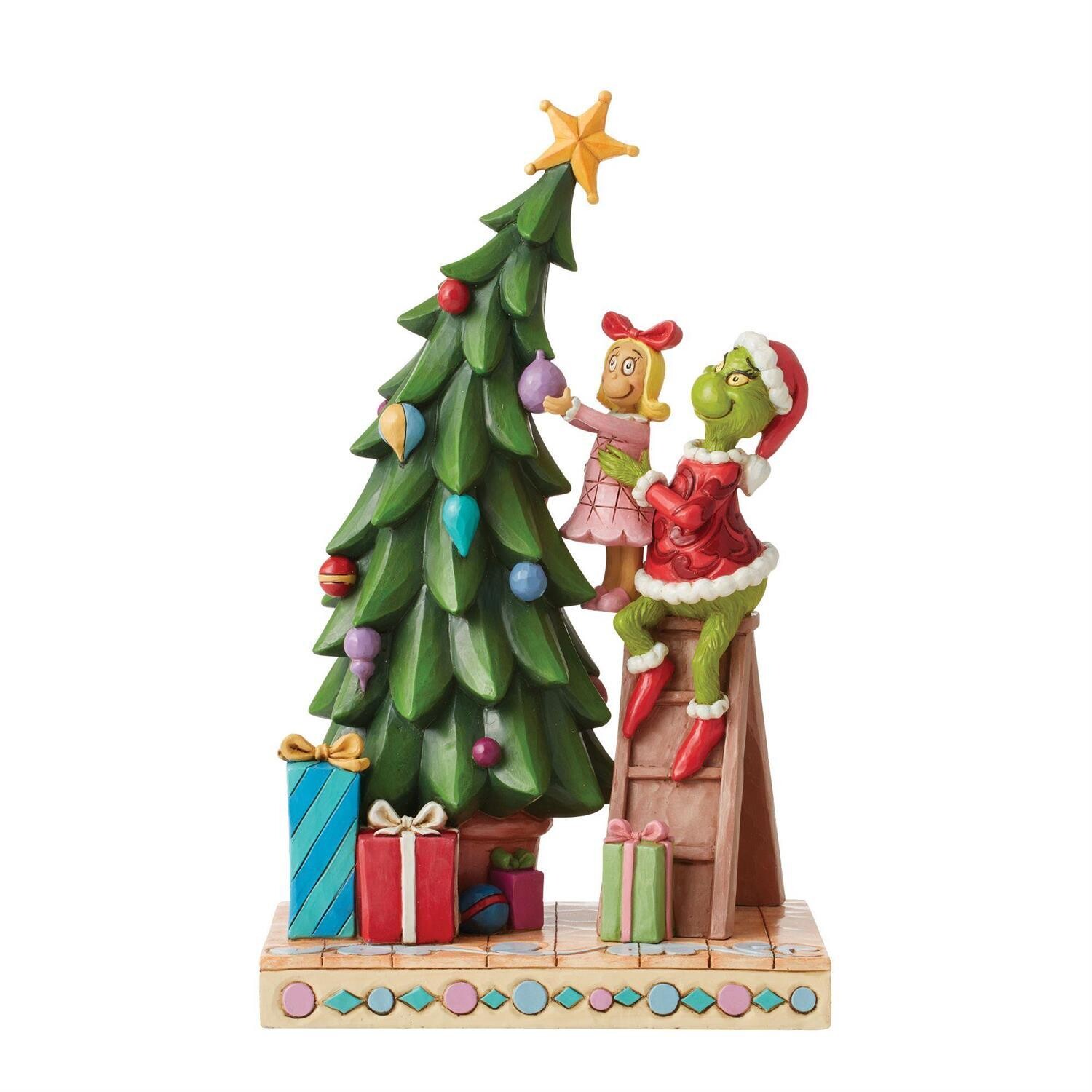 Jim Shore Grinch &amp; Cindy Lou Decorating Xmas tree