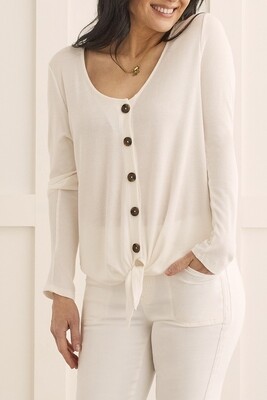 Tribal Long Sleeve V/Neck Top w/ Buttons
